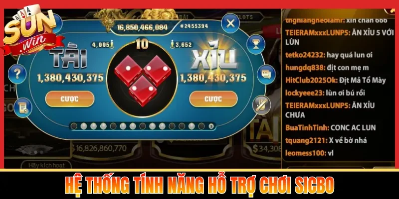 Hệ thống tính năng hỗ trợ chơi Sicbo